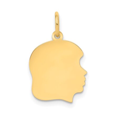 14k Plain Medium .013 Gauge Facing Right Engravable Girl Head Charm