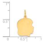14k Plain Medium .013 Gauge Facing Right Engravable Girl Head Charm - Image 2