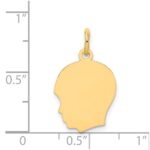 14k Plain Medium .027 Gauge Facing Left Engravable Boy Head Charm - Image 2