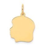 14k Plain Medium .011 Gauge Facing Left Engravable Girl Head Charm