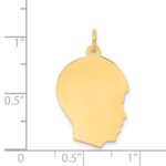 14k Plain Medium .009 Gauge Facing Right Engravable Boy Head Charm - Image 2