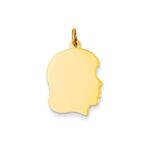 14k Plain Medium .018 Gauge Facing Right Engravable Girl Head Charm