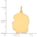 14k Plain Medium .013 Gauge Facing Left Engravable Girl Head Charm - Image 2