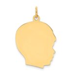 14k Plain Large .013 Gauge Facing Right Engravable Boy Head Charm