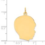 14k Plain Large .011 Gauge Facing Right Engravable Boy Head Charm - Image 2