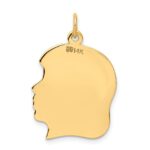 14k Plain Large .011 Gauge Facing Right Engravable Girl Head Charm - Image 3