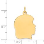 14k Plain Large .018 Gauge Facing Right Engravable Girl Head Charm - Image 2