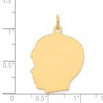 14k Plain Large .035 Gauge Facing Left Engravable Boy Head Charm - Image 2
