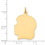 14k Plain Large .018 Gauge Facing Left Engravable Girl Head Charm - Image 2
