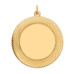 14k Etched Design Edge .018 Gauge Round Engravable 33mm Disc Charm