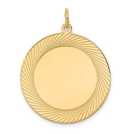 14k Etched Design Edge .018 Gauge Round Engravable 26mm Disc Charm