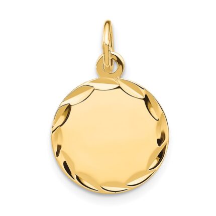 14k Etched Edge .009 Gauge Engravable Round 13mm Disc Charm