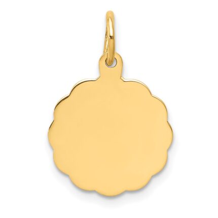 14k .013 Gauge Engravable Round Scalloped 16x13mm Disc Charm