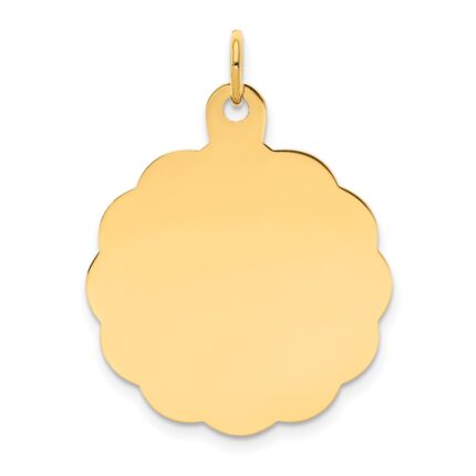 14k .013 Gauge Engravable Round Scalloped 26x23mm Disc Charm