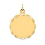 14k Etched Edge .027 Gauge Engravable Round Scalloped 22x19mm Disc Charm