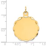14k Etched Edge .018 Gauge Engravable Round Scalloped 26x24mm Disc Charm - Image 2