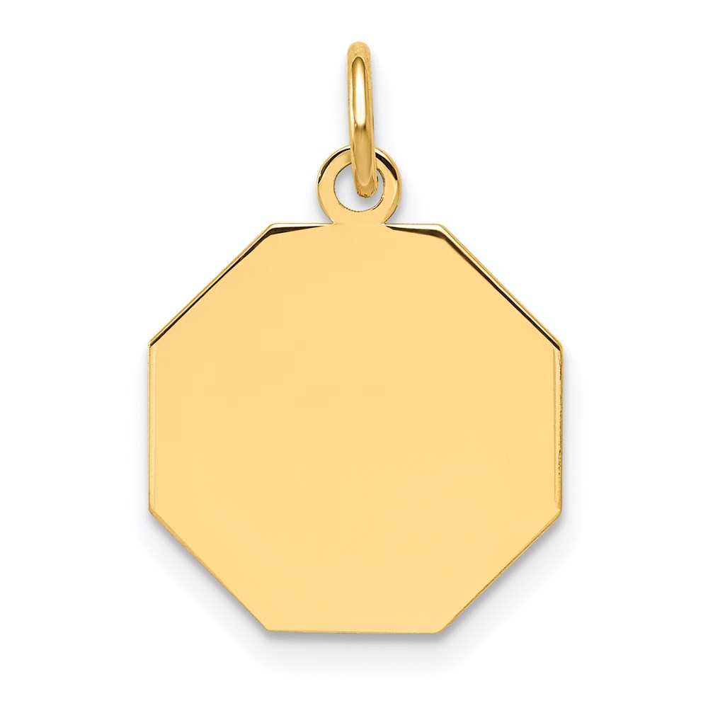 XM179.jpg 14k Plain .009 Gauge Engravable Octagonal 17x15mm Disc Charm - Image 1