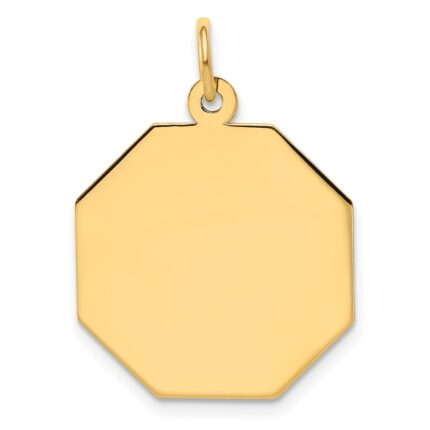 14k Plain .013 Gauge Engravable Octagonal 21x19mm Disc Charm