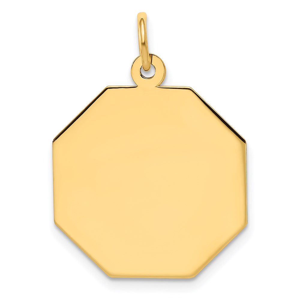 XM181-3.jpg 14k Plain .027 Gauge Engravable Octagonal 21x19mm Disc Charm - Image 1