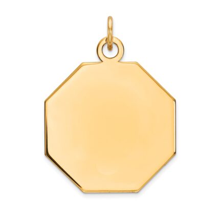 14k Plain .027 Gauge Engravable Octagonal 23x21mm Disc Charm