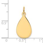 14k Plain .009 Gauge Engravable Raindrop 20x11mm Disc Charm - Image 2