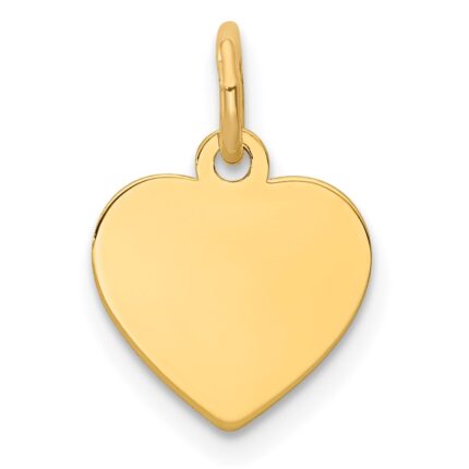 14k Plain .011 Gauge Engravable Heart 12x10mm Disc Charm