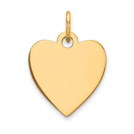 14k Plain .018 Gauge Engravable Heart 15x14mm Disc Charm