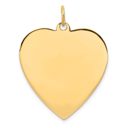 14k Plain .035 Gauge Engravable Heart 27x24mm Disc Charm