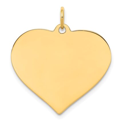 14k Plain .035 Gauge Engraveable Heart 22x24mm Disc Charm