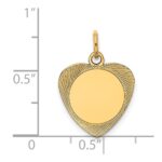 14k Etched Design .013 Gauge Engravable Heart 18x15mm Disc Charm - Image 2