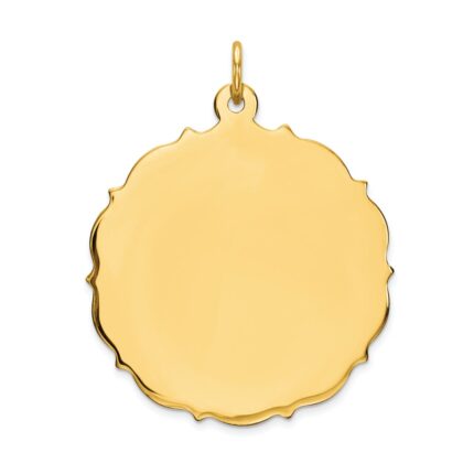 14k Plain with Fancy Edge .013 Gauge Engravable Round 29x26mm Disc Charm