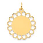 14k Plain .011 Gauge Engravable Round Flower 24x21mm Disc Charm