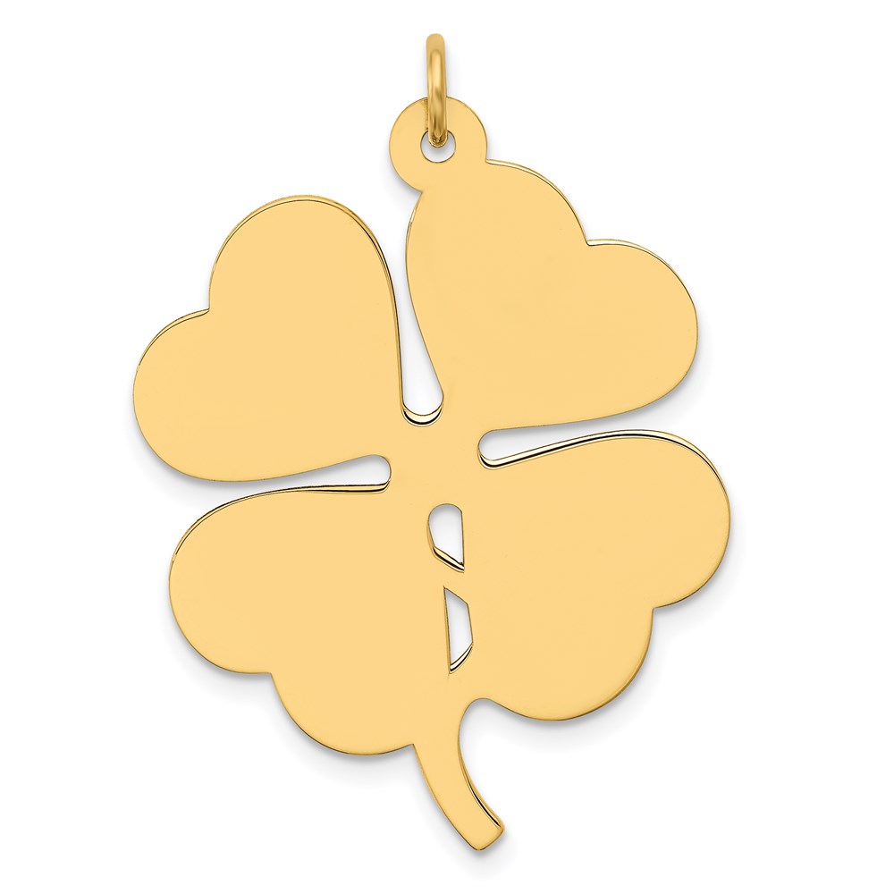 XM255.jpg 14k Plain .018 Gauge Engravable Clover 34x27mm Disc Charm - Image 1