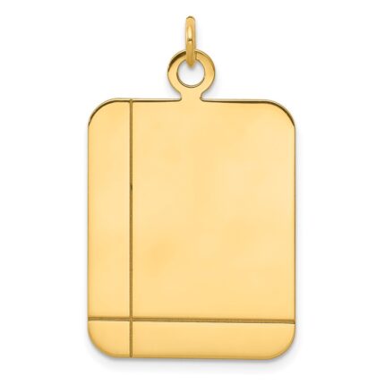14k Plain with Etched Lines Rectangular .035 Gauge Engravable 30x20mm Disc Charm