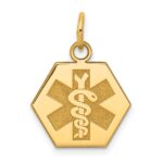 14k 15mm Hexagon Non-enameled Medical Jewelry Pendant