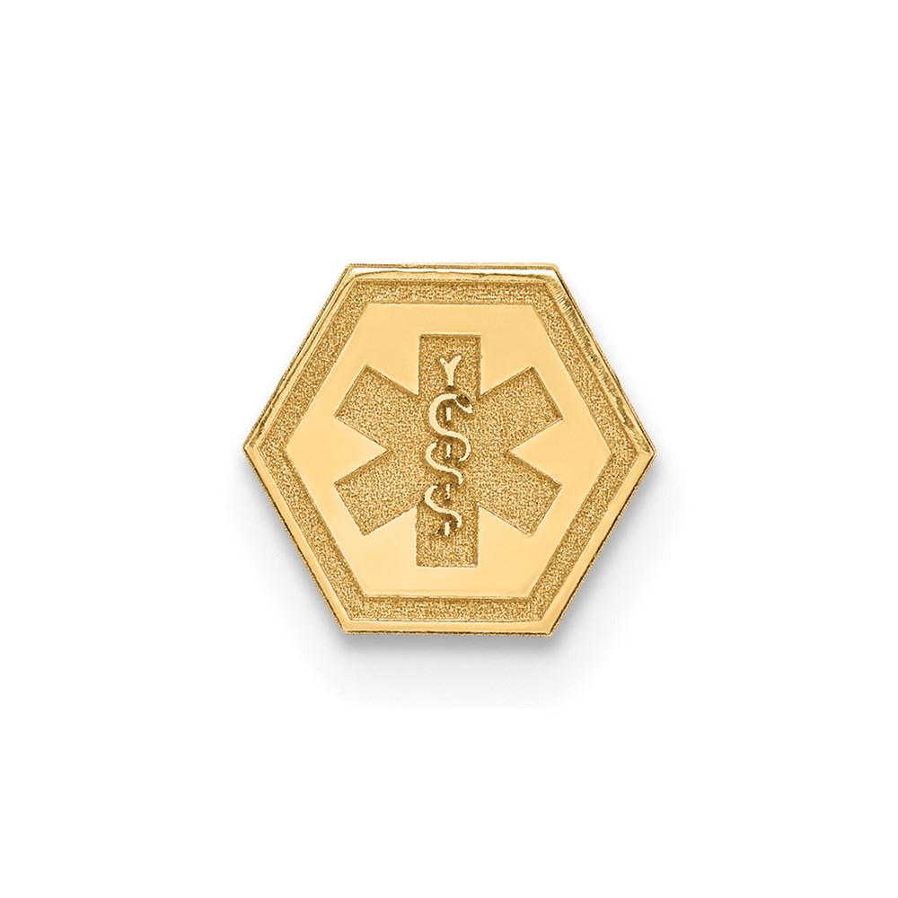 XM401N.jpg 14k 6mm Hexagon Non-enameled Attachable Medical Jewelry Emblem - Image 1