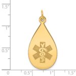 14k 28x16mm Teardrop Non-enameled Medical Jewelry Pendant - Image 3