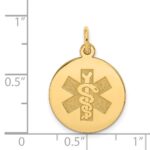 14k 16mm Round Non-enameled Medical Jewelry Pendant - Image 3
