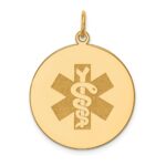 14k 22mm Round Non-enameled Medical Jewelry Pendant