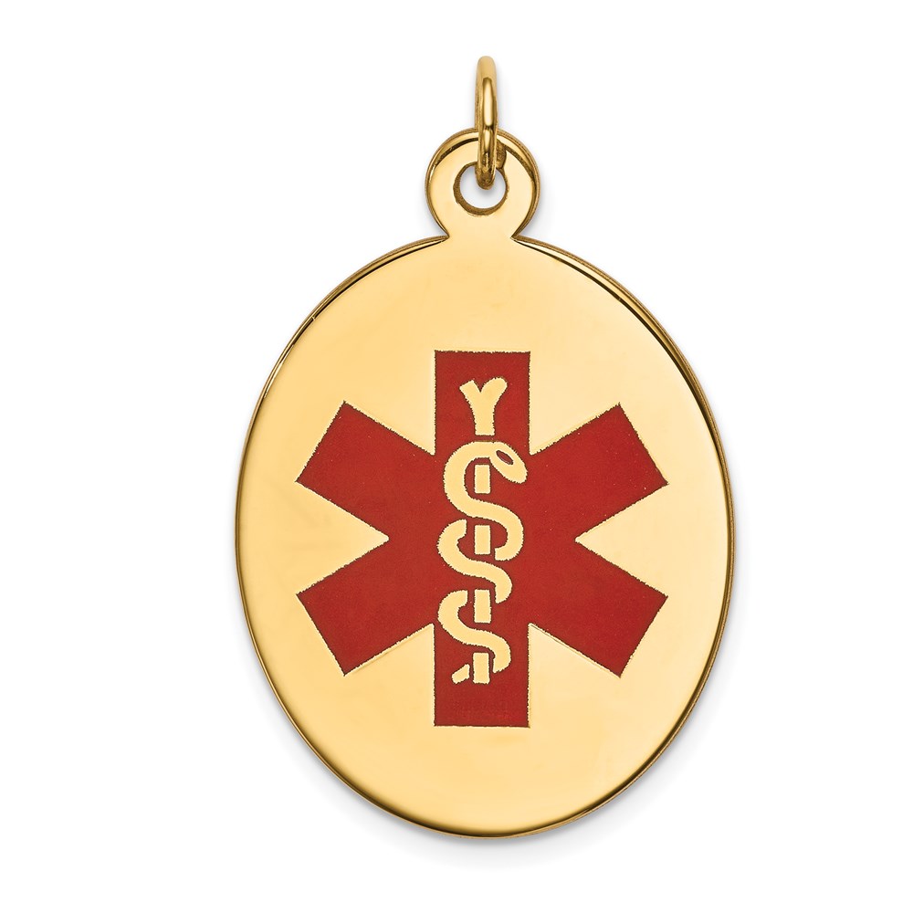 XM415.jpg 14k 31x22mm Oval Red Enameled Medical Jewelry Pendant - Image 1