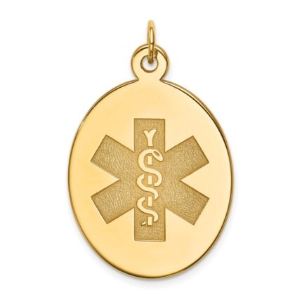 14k 31x22mm Oval Non-enameled Medical Jewelry Pendant