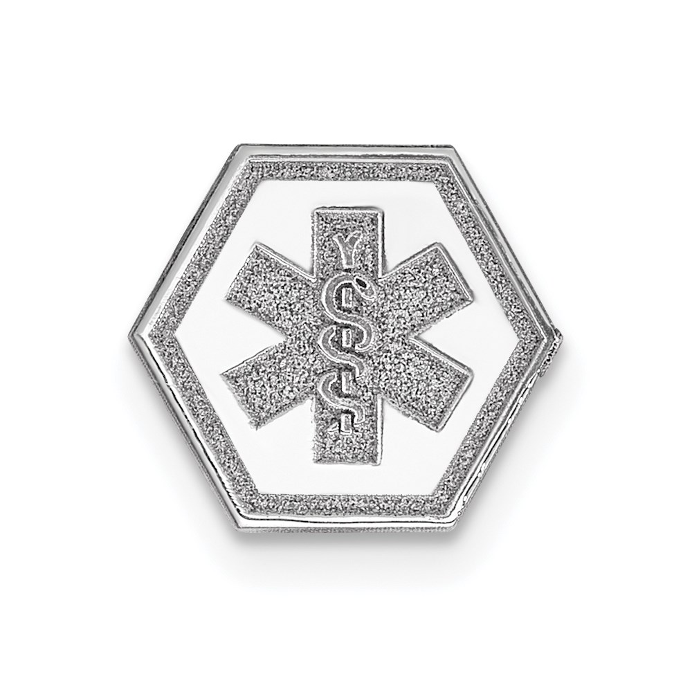 XM456N.jpg 14k White Gold 9.5mm Hexagon Non-enameled Attachable Medical Jewelry Emblem - Image 1