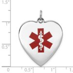 14k White Gold 24mm Heart-Shaped Red Enameled Medical Jewelry Pendant - Image 3