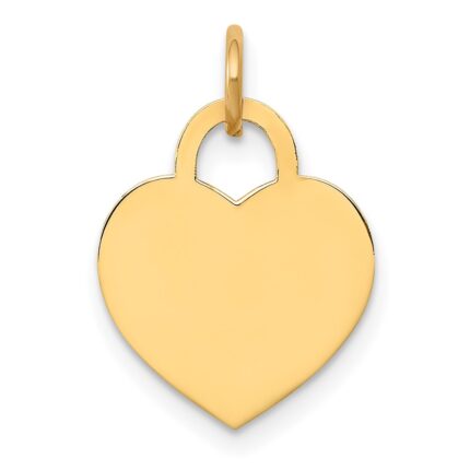 14k Plain .011 Gauge Engravable Heart 15x12mm Disc Charm