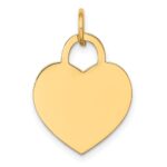 14k Plain .018 Gauge Engravable Heart 19x15mm Disc Charm