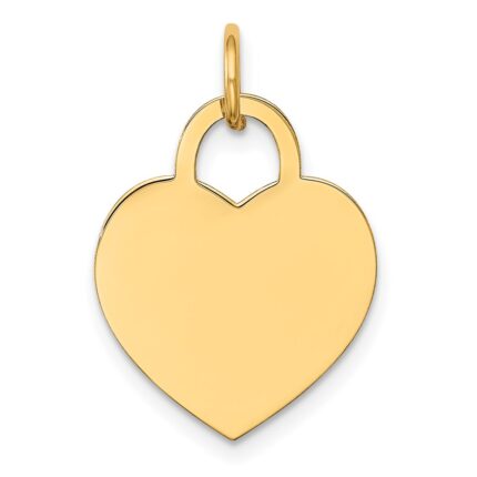 14k Plain .027 Gauge Engravable Heart 19x15mm Disc Charm