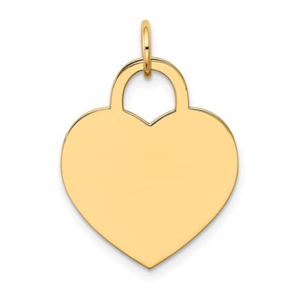 14k Plain .011 Gauge Engravable Heart 22x18mm Disc Charm