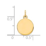14K Plain .009 Gauge Round Engravable 11mm Disc Charm - Image 2