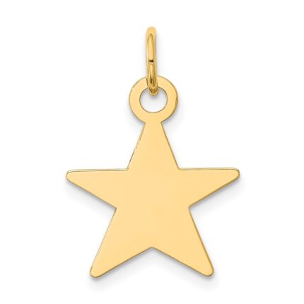 14K Plain .018 Gauge Engravable Star 17x15mm Disc Charm