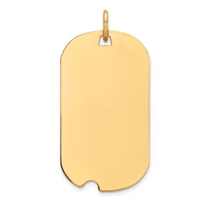 14k Plain .027 Gauge Engraveable 27x15mm Dog Tag with Notch Disc Charm